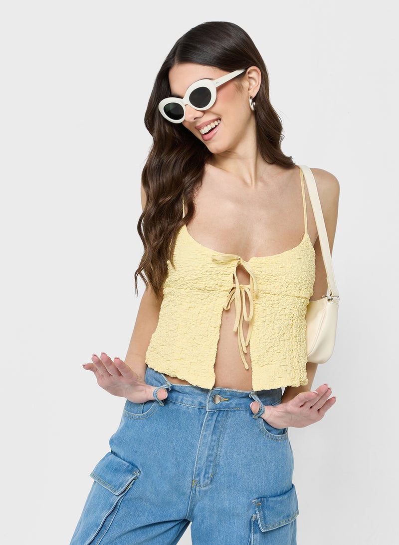 Ginger Cami Textured Bow Tie Detail Top  - Image 1