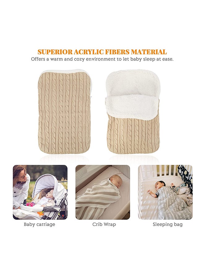 Premium Quality Newborn Knitted Swaddle Adjustable Infant Wrap Blanket Sleeping Bag-Beige - Image 4