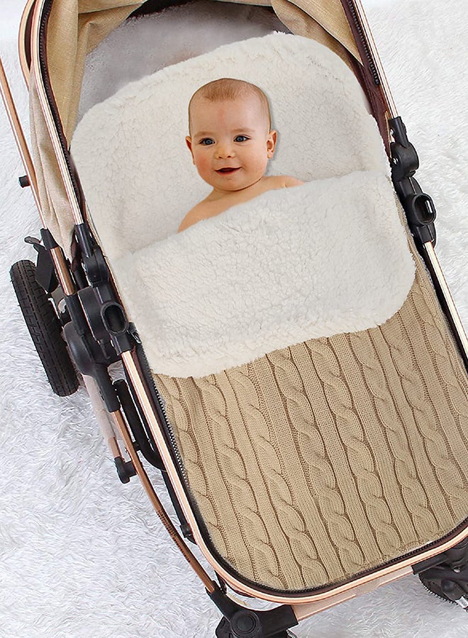Premium Quality Newborn Knitted Swaddle Adjustable Infant Wrap Blanket Sleeping Bag-Beige - Image 2