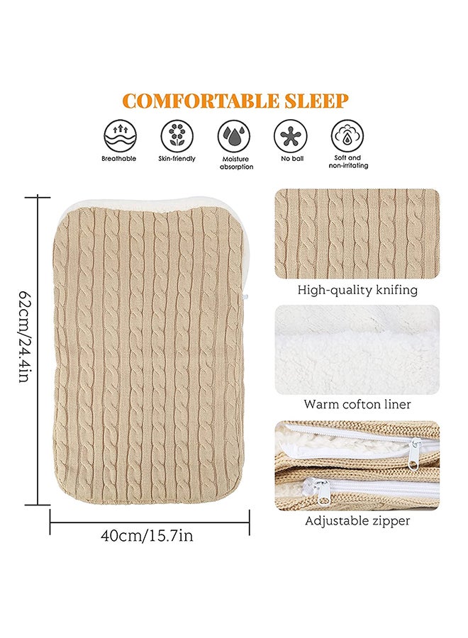 Premium Quality Newborn Knitted Swaddle Adjustable Infant Wrap Blanket Sleeping Bag-Beige - Image 3