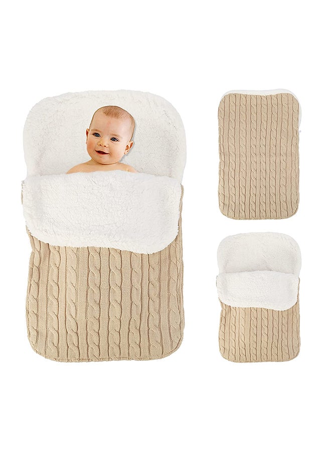 Premium Quality Newborn Knitted Swaddle Adjustable Infant Wrap Blanket Sleeping Bag-Beige - Image 1