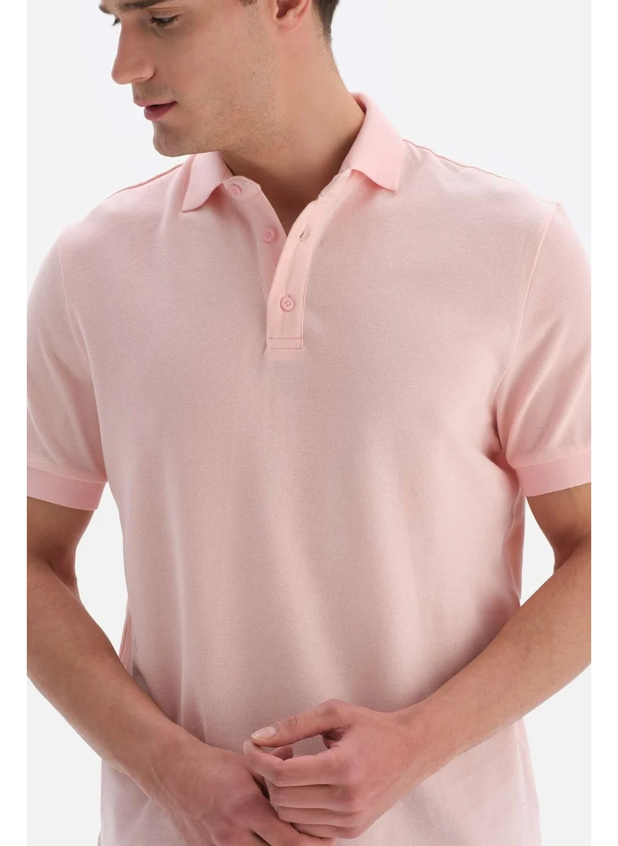 داجي Light Pink Pique Polo Neck T-Shirt