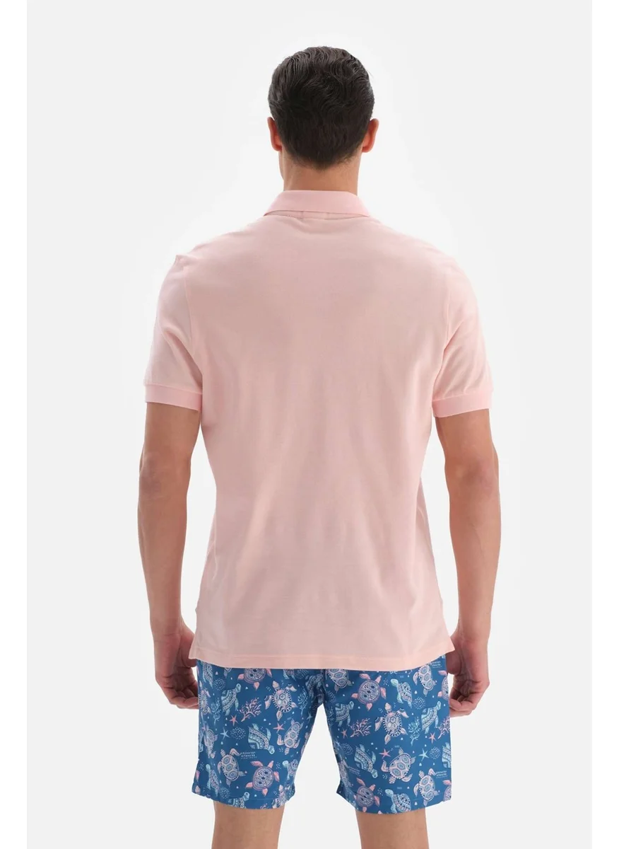 داجي Light Pink Pique Polo Neck T-Shirt