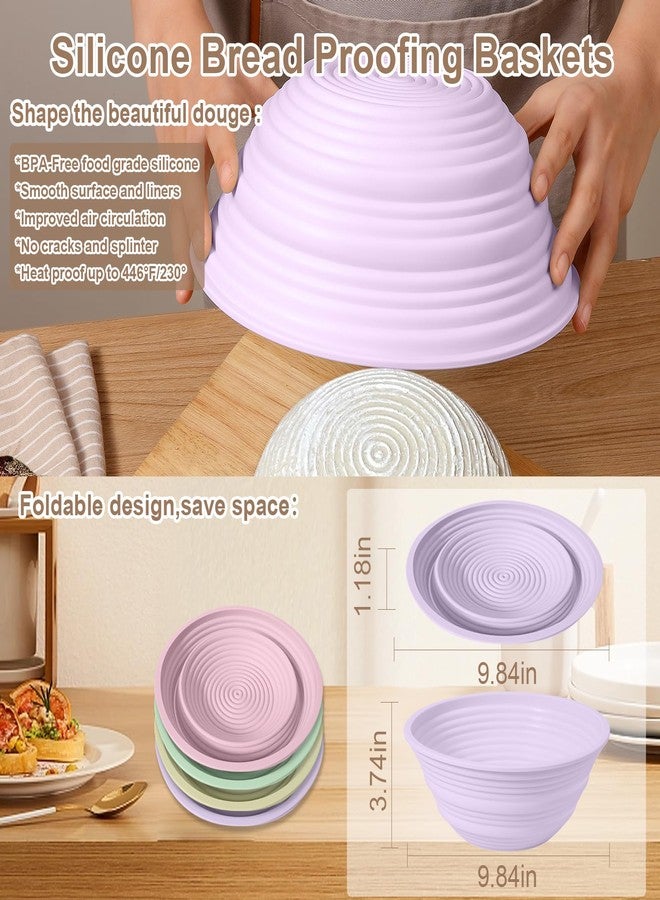 Ycgcp 4Pcs Silicone Bread Proofing Baskets, 9" Collapsible Sourdough Bread Baking Supplies Non-Stick Round Dough Proofing Bowl Containers Oven Safe for Various Tastes Bread Making-BPA Free - Image 3