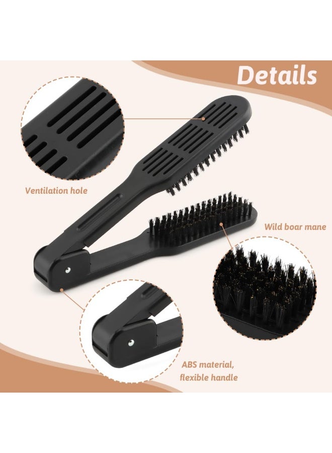 Black Double Sided Bristle Hair Brush Clamp Straightening Comb Professional Salon Hair Styling Tool For Men And Women Hair Smoothing - Image 4