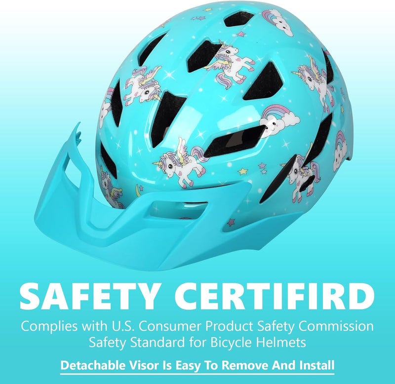 Bavilk Kids Bike Helmet, Kids Boys Girls Bike Helmets with LED Light Detachable Visor Children Youth Teen Multi-Sport for Skating Cycling Scooter Skateboard Adjustable & Lightweight 19.7"-22.4" - Image 3