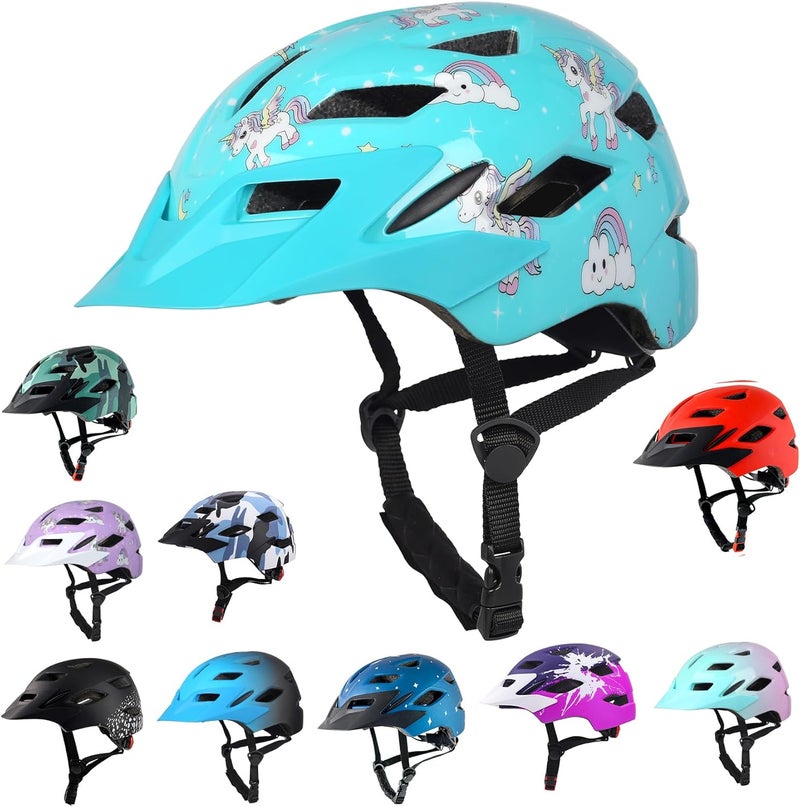 Bavilk Kids Bike Helmet, Kids Boys Girls Bike Helmets with LED Light Detachable Visor Children Youth Teen Multi-Sport for Skating Cycling Scooter Skateboard Adjustable & Lightweight 19.7"-22.4" - Image 1
