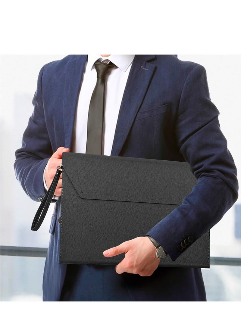 Generic - PU Leather A4 File Folder, Document Portfolio Holder Waterproof Portfolio Envelope Folder for A4 Letter Size Magnetic Closure Leather Envelope - Image 1
