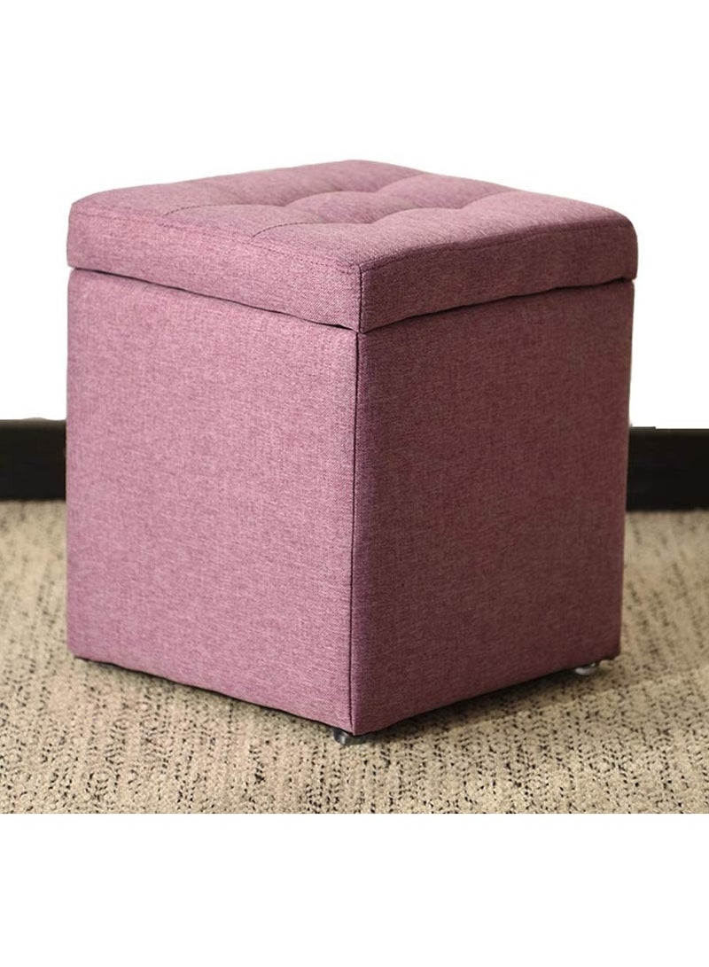 LINGWEI Ottoman Storage Stool Footrest Storage Cube Shoe Change Bench Pink 30x35x30cm - Image 2