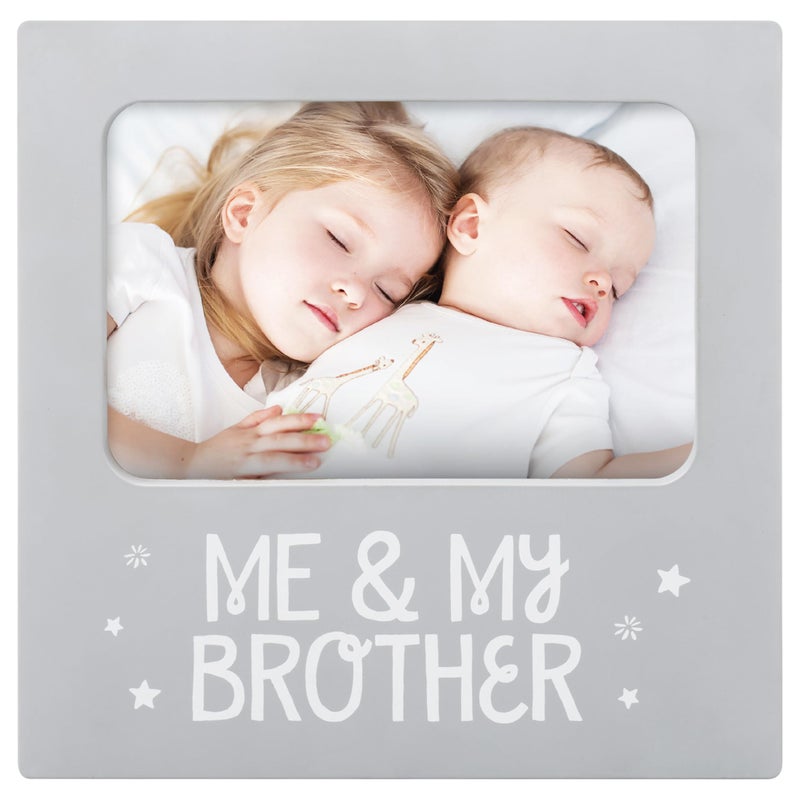Tiny Ideas Me and My Brother Picture Frame Christmas Photo Picture Frame Sibling Keepsake Ideal Big Brother Gift Shower Gift and Gender Neutral Nursery Decor Gray - Image 1