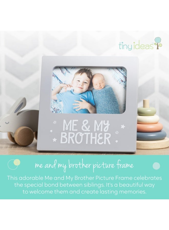Tiny Ideas Me and My Brother Picture Frame Christmas Photo Picture Frame Sibling Keepsake Ideal Big Brother Gift Shower Gift and Gender Neutral Nursery Decor Gray - Image 2