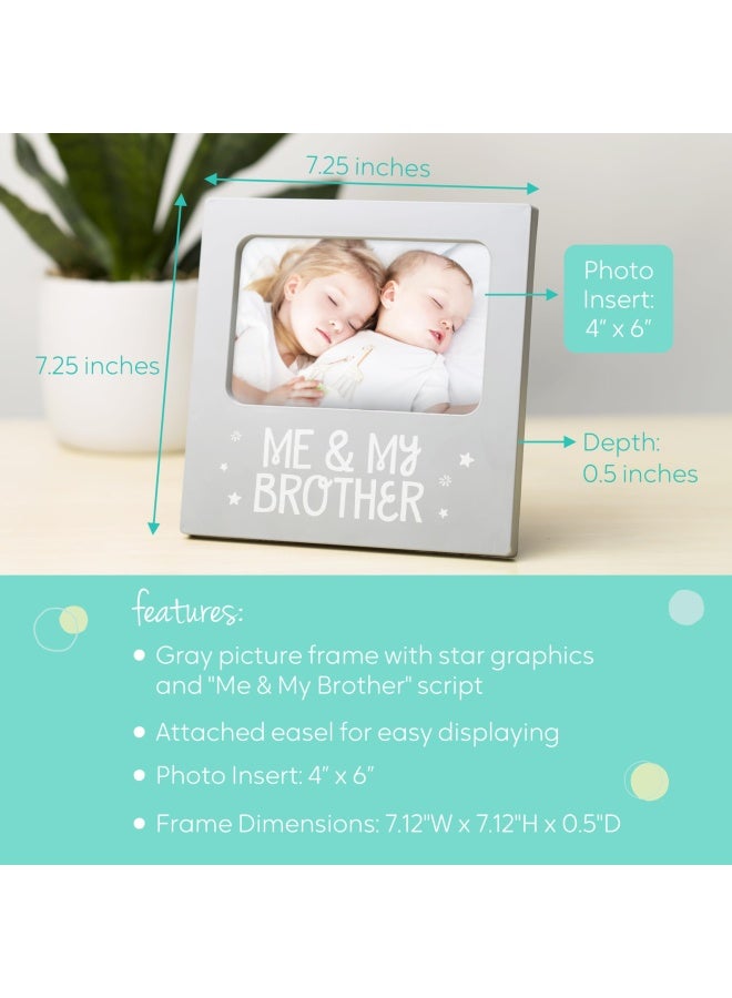 Tiny Ideas Me and My Brother Picture Frame Christmas Photo Picture Frame Sibling Keepsake Ideal Big Brother Gift Shower Gift and Gender Neutral Nursery Decor Gray - Image 3