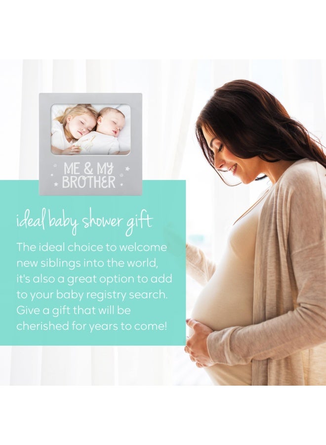 Tiny Ideas Me and My Brother Picture Frame Christmas Photo Picture Frame Sibling Keepsake Ideal Big Brother Gift Shower Gift and Gender Neutral Nursery Decor Gray - Image 4