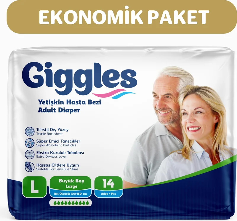 giggles Adult Patient Diaper with Waistband Large 14PCS
