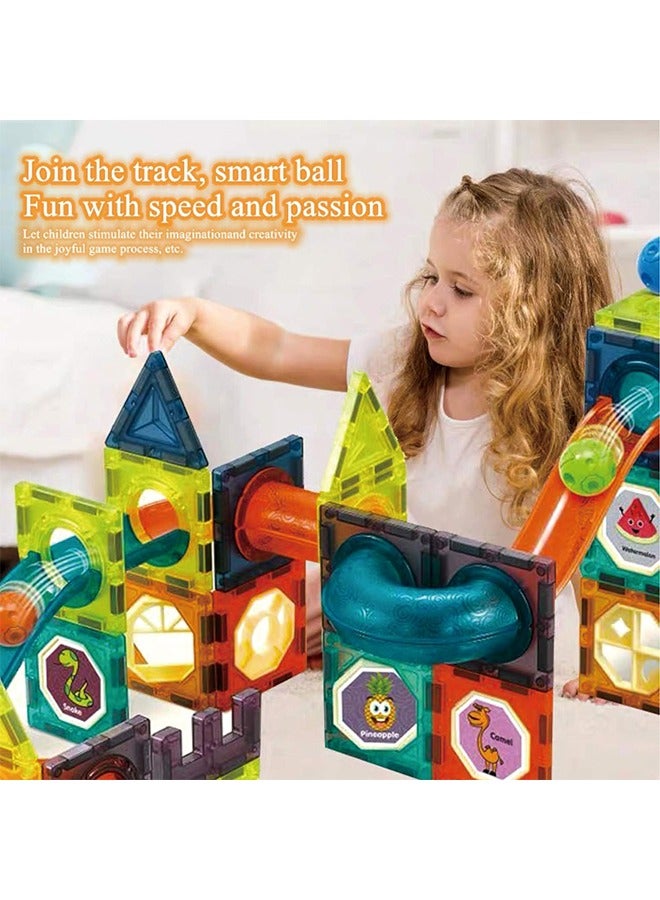 Favarey 42PCS Magnetic Tiles Building Blocks Set Toys, Clear 3D Building Blocks Construction Playboards, Educational Toy for Early Development Stacking Toys,Gift for 3-6 Year Boys Girls - Image 2