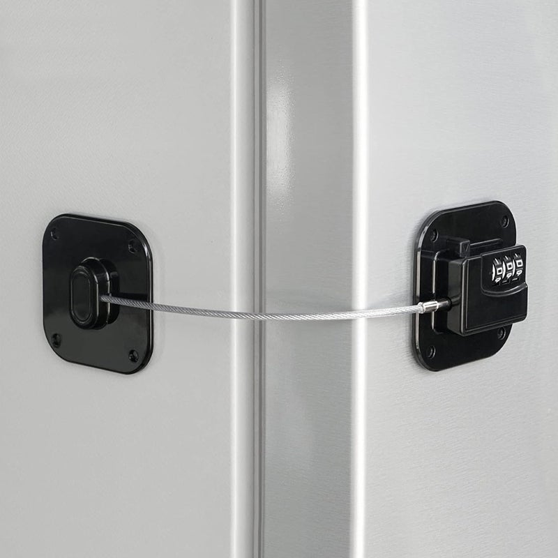 Coipdfty Refrigerator Lock, Heavy Duty Fridge Lock, Combination Lock for Refrigerator Cabinets, Drawers, Safety, Easy Install No Keys Needed (Black-1Pack) - Image 1