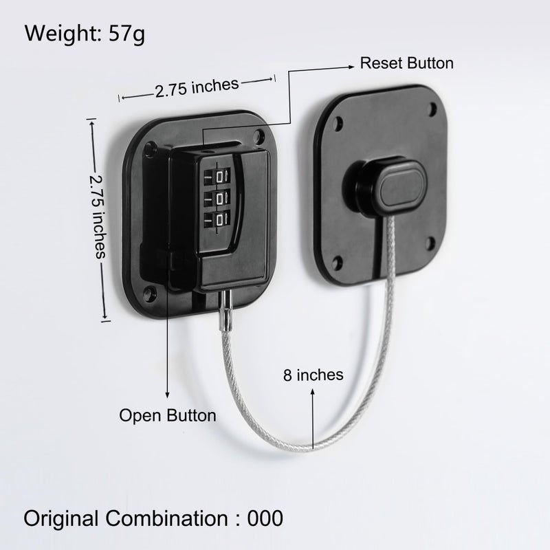 Coipdfty Refrigerator Lock, Heavy Duty Fridge Lock, Combination Lock for Refrigerator Cabinets, Drawers, Safety, Easy Install No Keys Needed (Black-1Pack) - Image 2