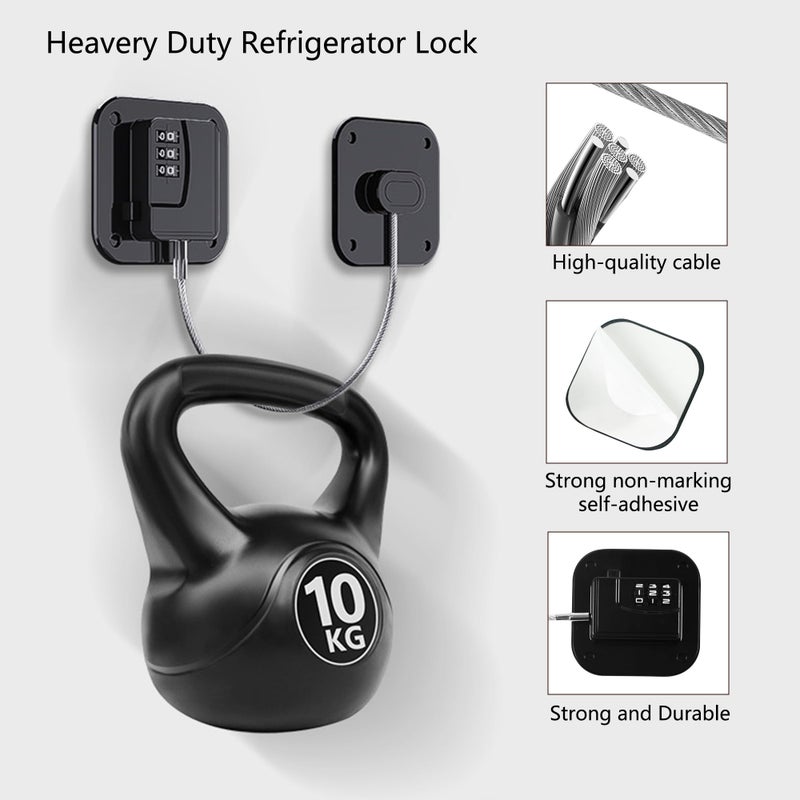 Coipdfty Refrigerator Lock, Heavy Duty Fridge Lock, Combination Lock for Refrigerator Cabinets, Drawers, Safety, Easy Install No Keys Needed (Black-1Pack) - Image 3
