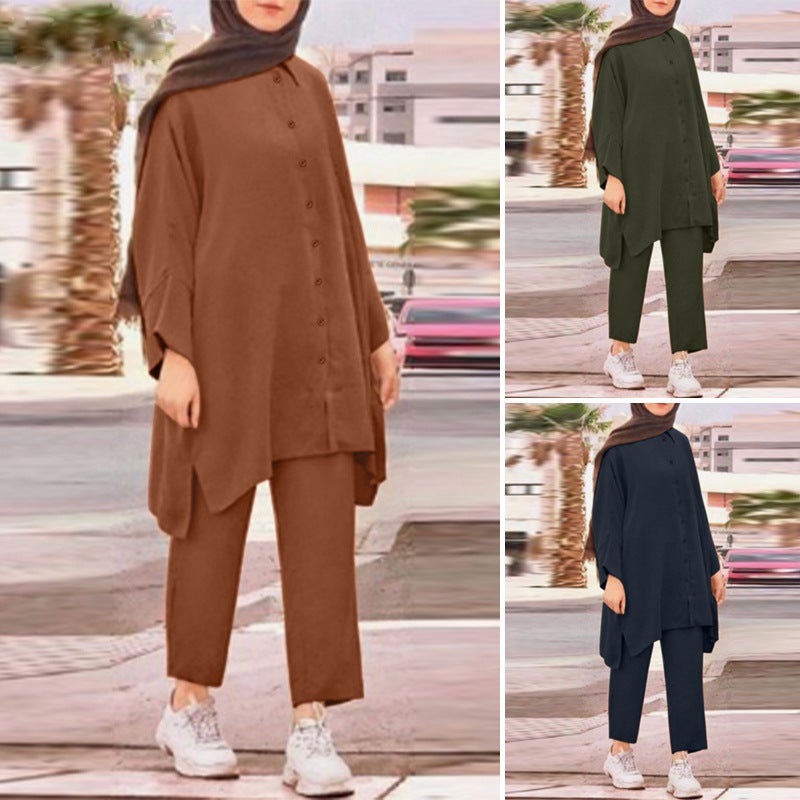 Shirt Suit Female Malaysian Muslim Women'S Clothes Plus Size Women'S Fashion Casual Two-Piece Suit - Image 2