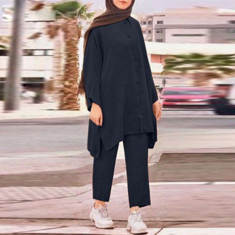Shirt Suit Female Malaysian Muslim Women'S Clothes Plus Size Women'S Fashion Casual Two-Piece Suit - Image 4