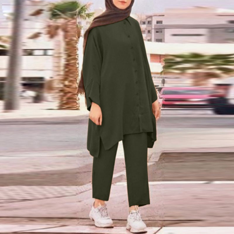 Shirt Suit Female Malaysian Muslim Women'S Clothes Plus Size Women'S Fashion Casual Two-Piece Suit - Image 3