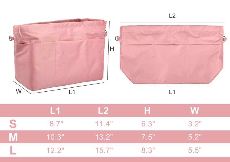 Vercord Purse Organizer Insert Bag Tote Handbags Pocketbook Inserts Organizers Zipper 11 Pockets Pale Pink Large - Image 2