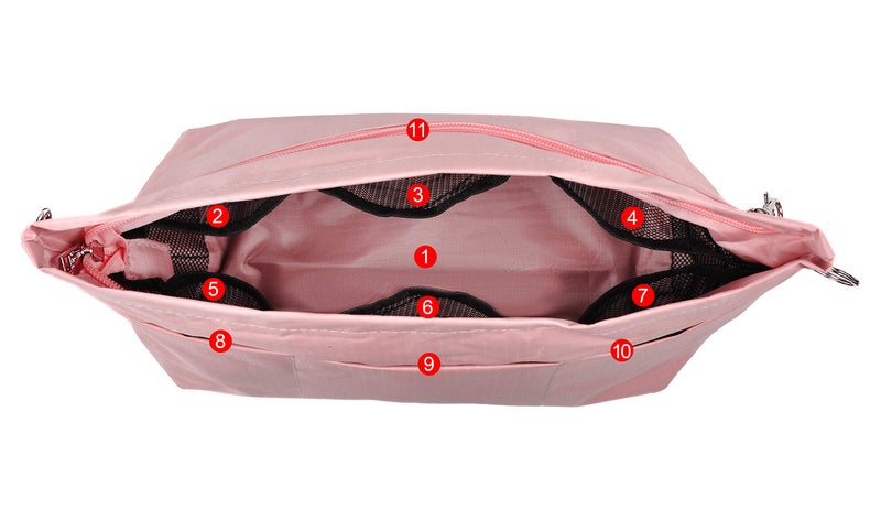 Vercord Purse Organizer Insert Bag Tote Handbags Pocketbook Inserts Organizers Zipper 11 Pockets Pale Pink Large - Image 3