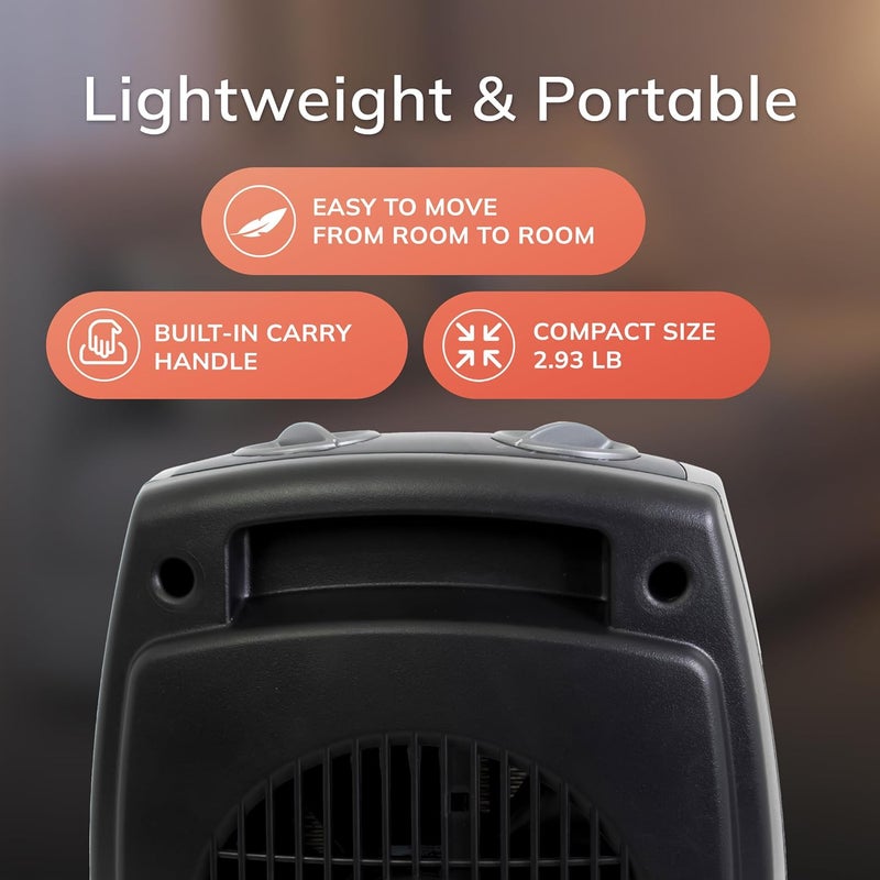 Lasko Portable Indoor Electric Ceramic Space Heater with Tip-Over Safety Switch, Overheat Protection and Thermostat, 2 Speeds, Safe for Home, 9.2 Inches, Dark Gray, 1500W, 754201 - Image 5