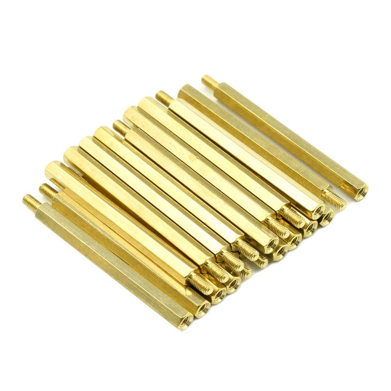 Hxchen M3 x 50mm + 6mm Male Female Thread Brass Hex Standoff Spacer Screws PCB Pillar - (20 Pcs) - Image 1
