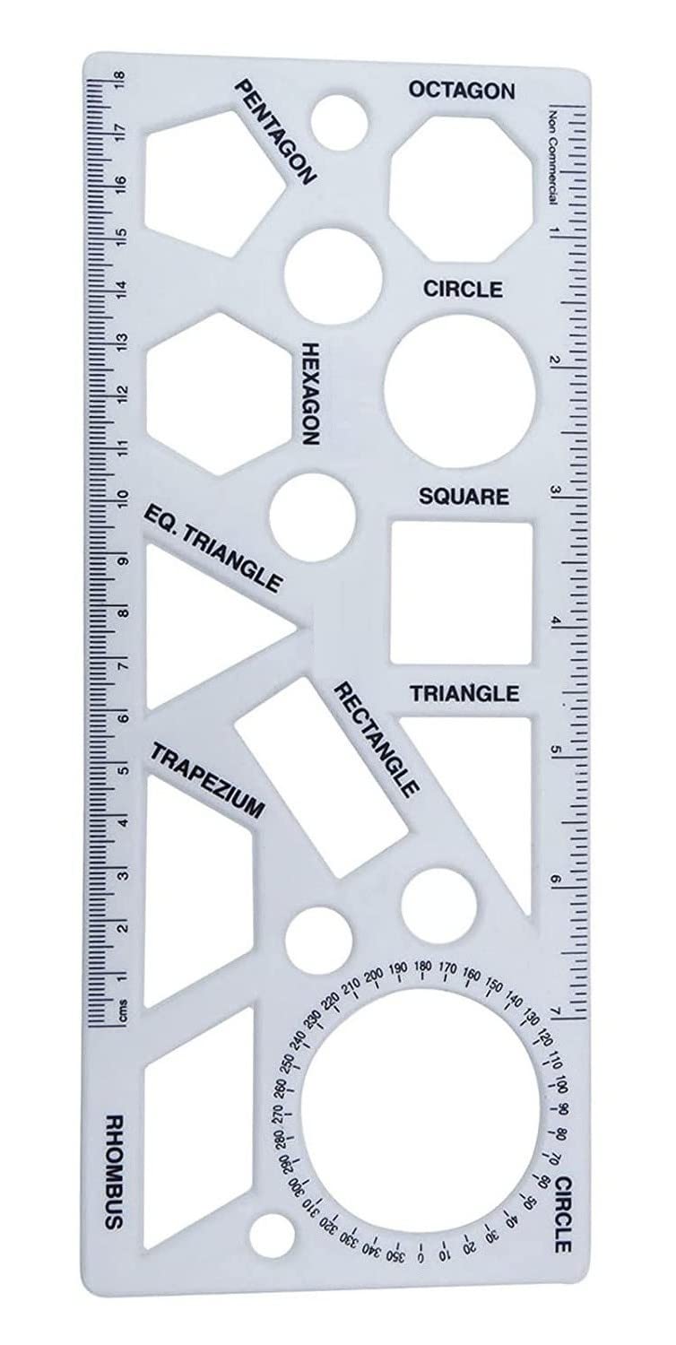 FIRST CLICK Shapes Stencil for Drawing Shapes Stencils for Kids Geometry Set Inbuilt Scale Ruler 1 pcs - Image 1