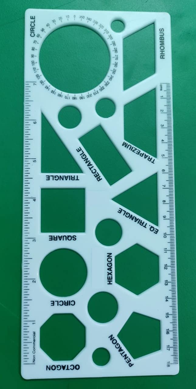 FIRST CLICK Shapes Stencil for Drawing Shapes Stencils for Kids Geometry Set Inbuilt Scale Ruler 1 pcs - Image 5