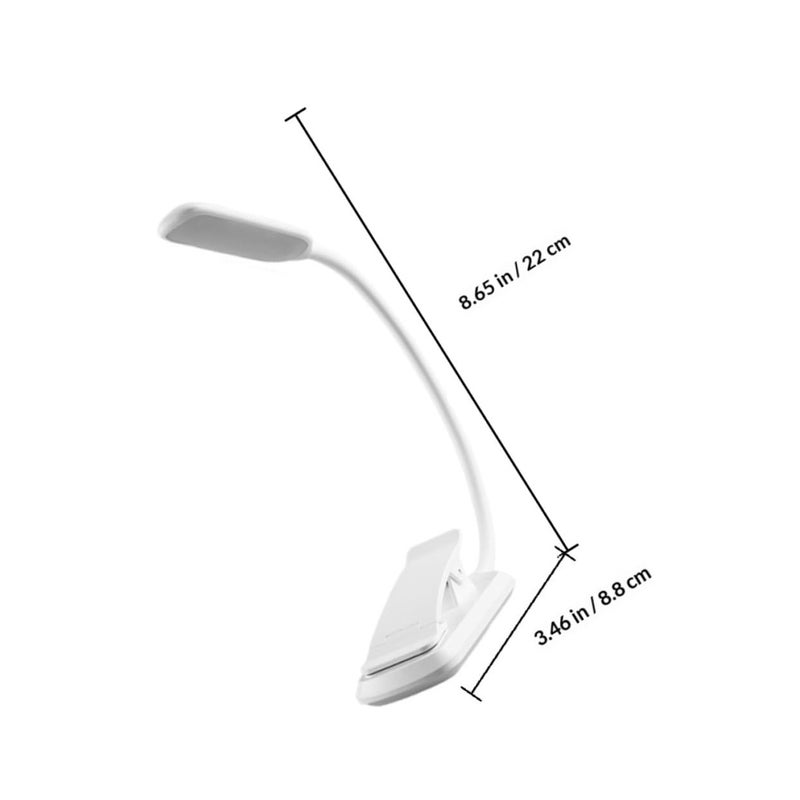 USB Rechargeable LED Book Light Clip On Lamp White Plastic Eye Protection Reading Light For Study Bedside - Image 3