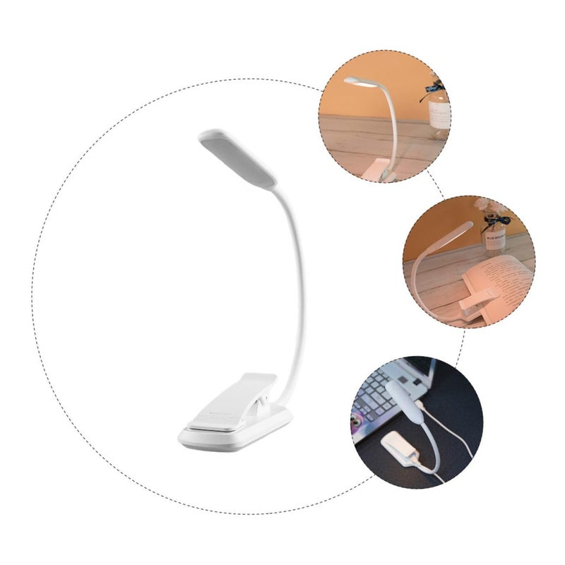 USB Rechargeable LED Book Light Clip On Lamp White Plastic Eye Protection Reading Light For Study Bedside - Image 4