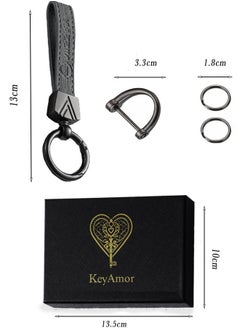 KeyAmor Elegant grey metal and leather keychain with NISSAN logo  featuring 3 key rings perfect as a fancy gift or car accessory designed in sleek grey for a modern look offers 360 degree rotation for convenience suitable for both men and women and comes in a fancy gift box  - Image 5