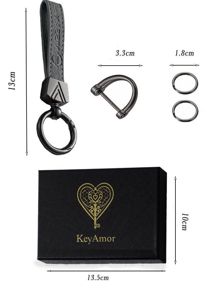 KeyAmor Elegant grey metal and leather keychain with NISSAN logo  featuring 3 key rings perfect as a fancy gift or car accessory designed in sleek grey for a modern look offers 360 degree rotation for convenience suitable for both men and women and comes in a fancy gift box - Image 5