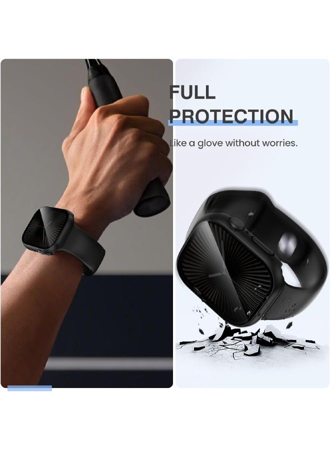 Compatible for Apple Watch Series 10 46mm Hard Case with Privacy Tempered Glass Screen Protector, Unique Design Hard PC Waterproof Case Cover, Bumper Full Coverage Accessories for iWatch 10 46mm, Black - Image 4