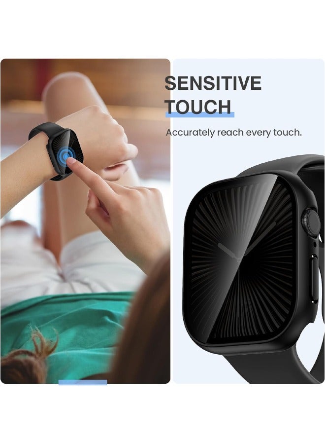 Compatible for Apple Watch Series 10 46mm Hard Case with Privacy Tempered Glass Screen Protector, Unique Design Hard PC Waterproof Case Cover, Bumper Full Coverage Accessories for iWatch 10 46mm, Black - Image 5