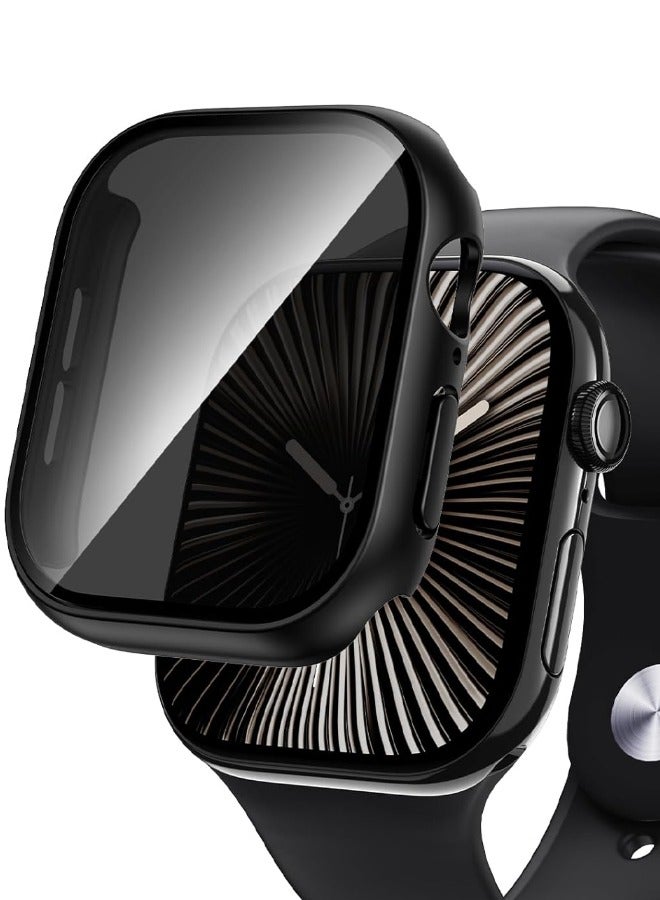 Compatible for Apple Watch Series 10 46mm Hard Case with Privacy Tempered Glass Screen Protector, Unique Design Hard PC Waterproof Case Cover, Bumper Full Coverage Accessories for iWatch 10 46mm, Black - Image 1