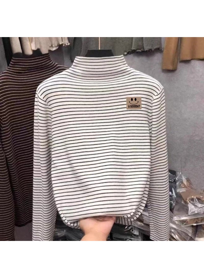 Boys And Girls German Velvet Half Turtleneck Long-sleeved T-shirt Autumn And Winter New Pullover Medium And Large Children's Fashionable Versatile Bottoming Shirt