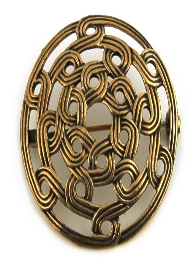 LynnAround Bronze Gold Viking Shield Brooches,Clothes Fasteners - Cloak, Shawl, Scarf Pin, Celtic Irish Norse Vintage Jewelry (Brooch V.2) - Image 1