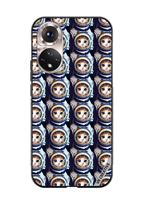 Protective Case Cover For Honor 50 Cat Face Inside Astronauts Helmet Pattern Design Multicolour