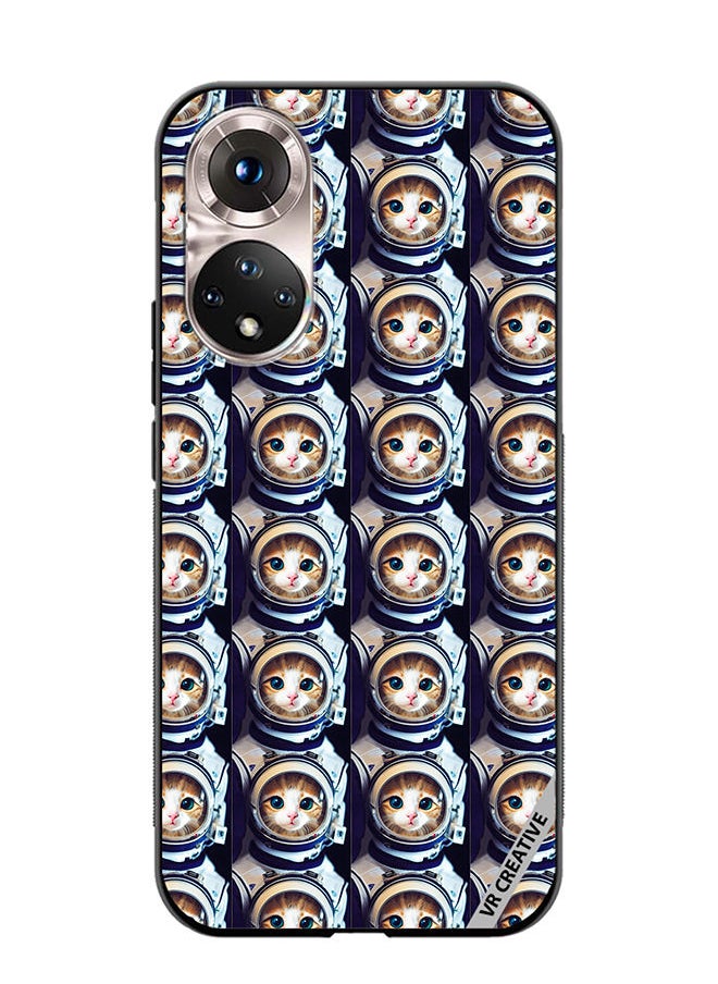 Protective Case Cover For Honor 50 Cat Face Inside Astronauts Helmet Pattern Design Multicolour