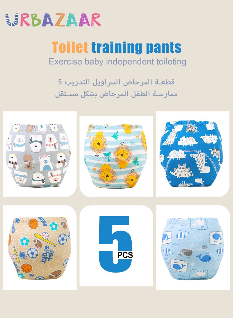 URbazaar Baby Potty Training Underwear for Boys and Girls, 5 Pack Absorbent Training Pants for Toddlers with Printed Reusable Cotton Toilet Training Pants for 8-13kg Kids (2-4 Years) - Image 4