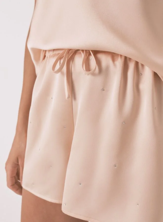 women'secret Orange Lace Satin Short Pyjamas