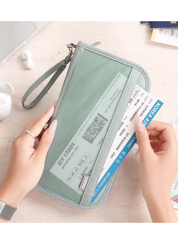 Passport Holder, Passport Case with RFID Blocking,Durable Twill Fabric Travel Wallet with Card Slots & ID Window for Men&Women Travel Accessories(Light Green) - Image 5