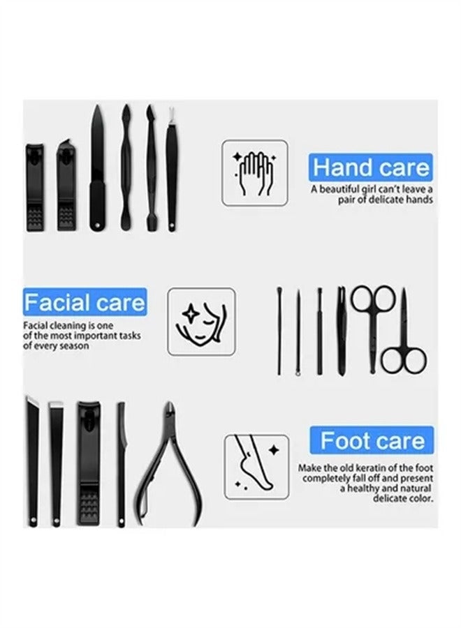 BLOOMING TIME 18-Piece Pedicure And Manicure Tool Set With Carry Case Black - Image 4