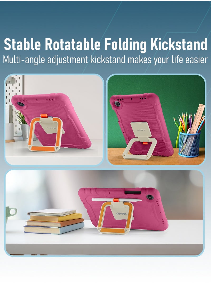 Moxedo Moxedo Rugged Protective EVA Foam Silicone Kids Case Cover, Shockproof Foldable 360 Rotatable Stand Handle Grip with Pencil Holder Compatible for Samsung Galaxy Tab A8 Case 10.5-inch (Rose Pink)  - Image 5