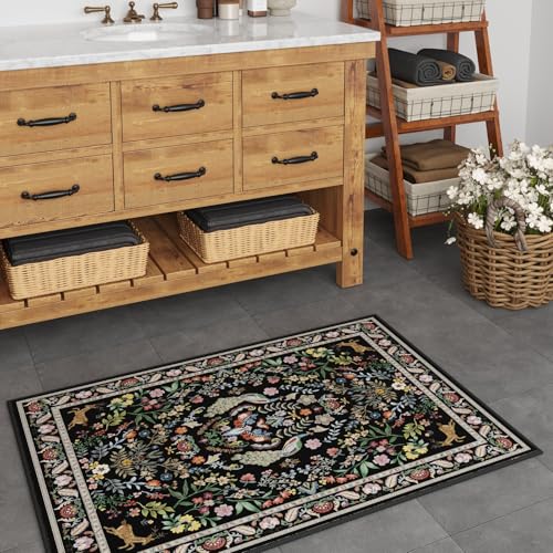 Rugcomf 8x10 Area Rugs for Living Room Washable Rug Floral Non-Slip Large Rug for Living Room, Bedroom, Farmhouse, Dining Room, Kids Playroom (Vibrant Black) - Image 5