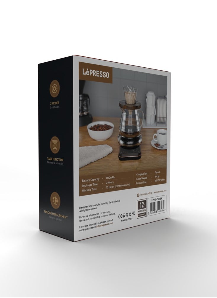 LePRESSO Digital Coffee Scale with Timer / Accurate Measurements / Precision in Brewing - Black  - Image 5