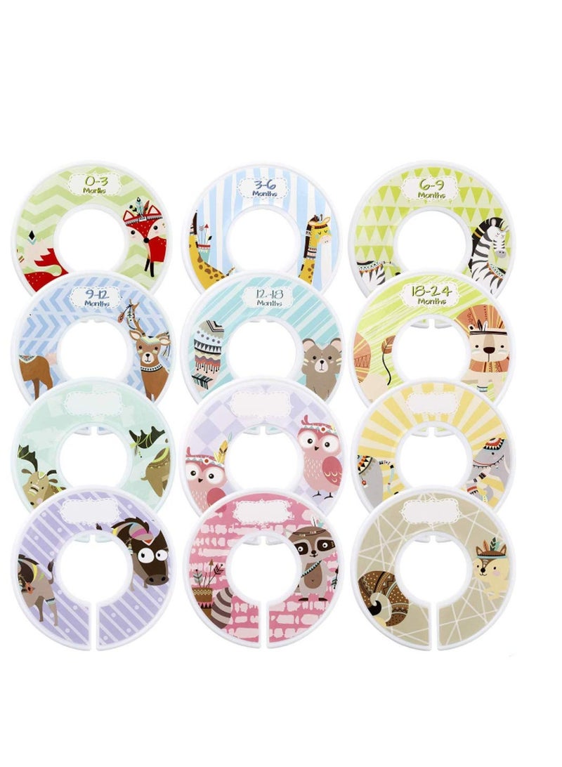 SOLARAE Baby Closet Size Dividers, 12 PACK Baby Cloth Organizers Baby Clothes, for 0-24 Months & All Age, Nursery Decor, Baby Clothes Organizers, Fit All Standard 1.3 Inches Closet Rails - Image 1